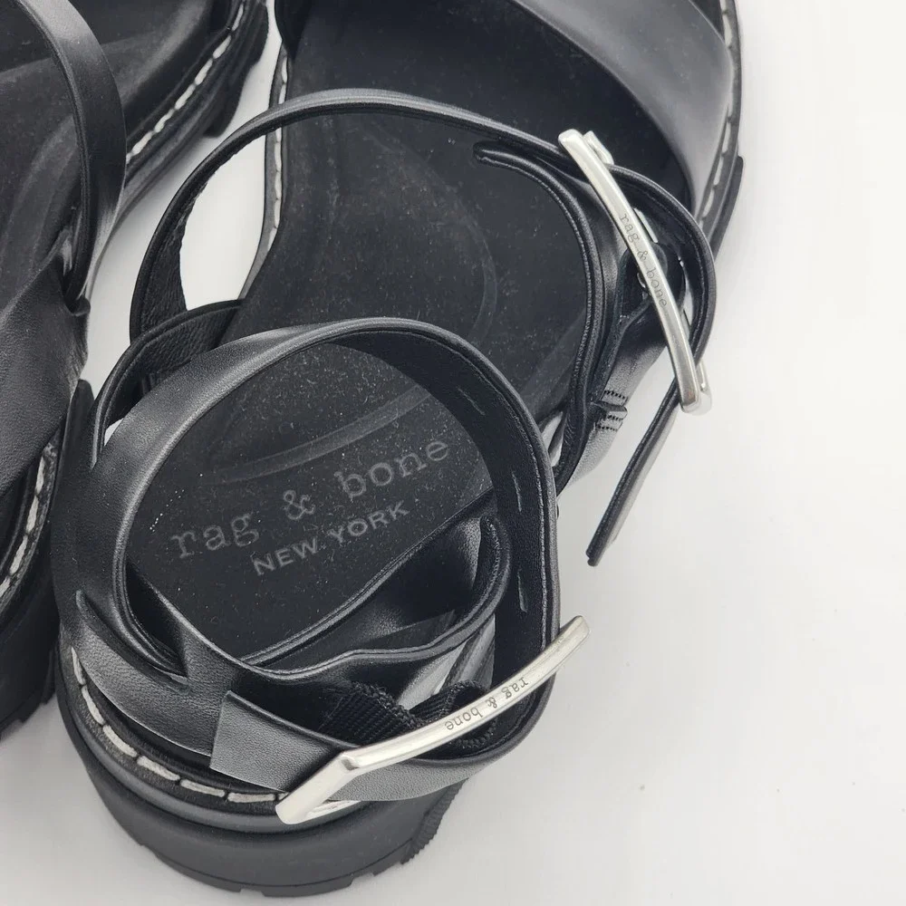Rag & Bone Shiloh Leather Multi-Strap Sandals Black Size 38 EU - Picture 7 of 7